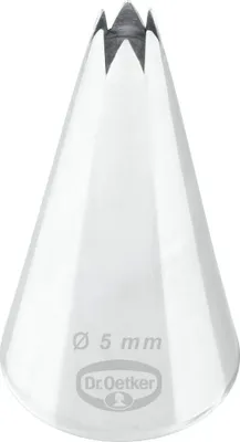 Produktbild von Dr. Oetker Sterntülle 5 mm, Sterntülle aus der Tüllen-Manufaktur, Backzubehör zum Dekorieren (Farbe: silber)