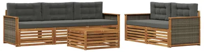 Produktbild von vidaXL Outdoor-Sofagarnitur mit Kissen 6 pcs Natur und Anthrazit
