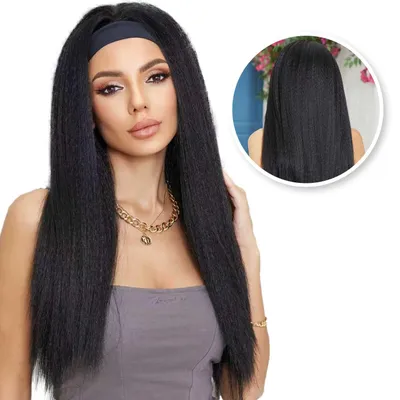 Produktbild von schwarze Perücke mit Band – Damenperücke mit langem Haar – Wig – Waschbar – Verstellbar – 70 cm