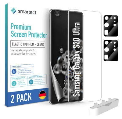 Produktbild von 2x TPU Schutzfolie Klar für Samsung Galaxy S20 Ultra 2x Kameraschutz Panzerfolie