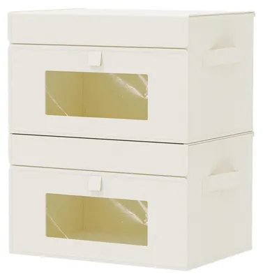 Productafbeelding van Set van 2 opbergboxen met transparant venster, afmetingen 33 x 23 x 20 cm