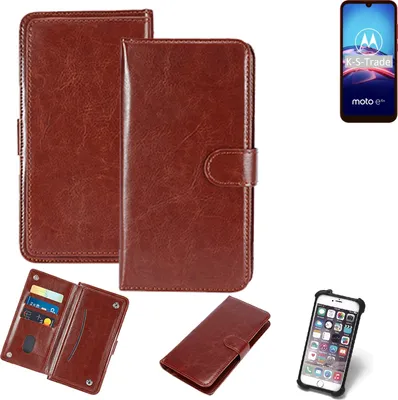 Produktbild von K-S-Trade 360° Hülle kompatibel mit Motorola E6s braun Kunstleder Case BookCase WalletCase Kunstlederederhülle Handyhülle, Rundumschutz Bumper