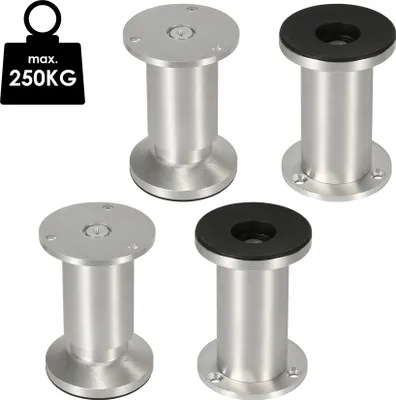 Produktbild von Aopunly 4er Set Möbelfüße Tischbein Set Sofafüße Möbelbeine Bettstützen Sofafüße Schrankfuß Möbelbeine Alu 4x120mm