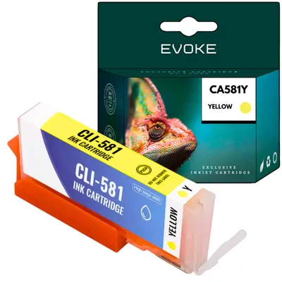 Produktbild von Evoke kompatible Tinte für Canon CLI-581XL CLI581XL CLI-581Y Gelb 12 ml 850 Seiten PIXMA TR7550 8550; TS6150 6151 6250 6251 6350 6350a 6351 705 705a 8100 8150 8151 8152 8250 8251 8252 9150 9155