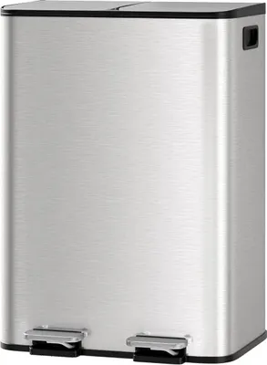 Immagine prodotto di Cestino per rifiuti, doppio scomparto, design in acciaio inox, argento-2x30L