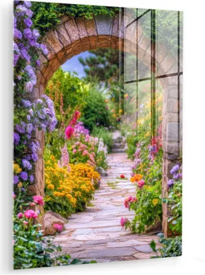 Produktbild von MuchoWow Glasbilder - Bilder auf Wandbild - Foto auf Glas Durchblick - Blumen - Weg - Natur 30x40 cm Wanddekoration aus Glas - Acrylglasbild - Acrylbilder - Wohnzimmer - Fotos