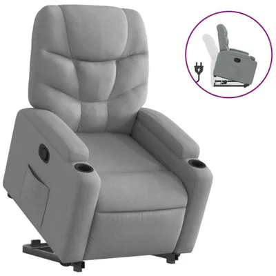 Image de vidaXL Fauteuil relax releveur gris clair Tissu