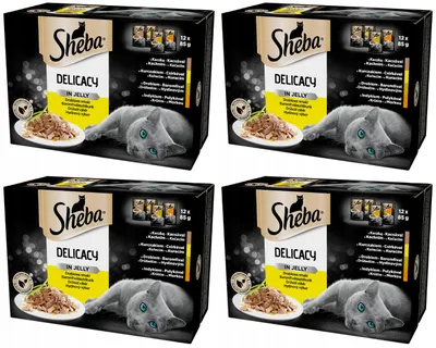 Zdjęcie produktu dla Mokra karma dla dorosłych kotów w galaretce Sheba Delicacy Drobiowe Smaki 48x85g (4x12x85g)