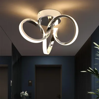 Image de ZMH LED plafonnier salon moderne plafonnier chambre à coucher en chrome Ø31cm 19W intérieur 3000K blanc chaud lampe de couloir pour couloir bureau bureau