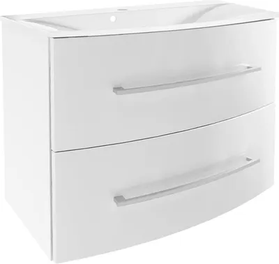 Produktbild von Fackelmann VERONA Badmöbel Set 2-teilig 80 cm breit, Weiß Hochglanz, Gussmarmor