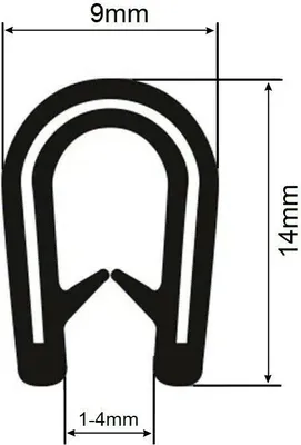 Produktbild von Kantenschutz Kantenschutzprofil Stahleinlage Schutzprofil Dichtungsprofil Blech 9x14mm