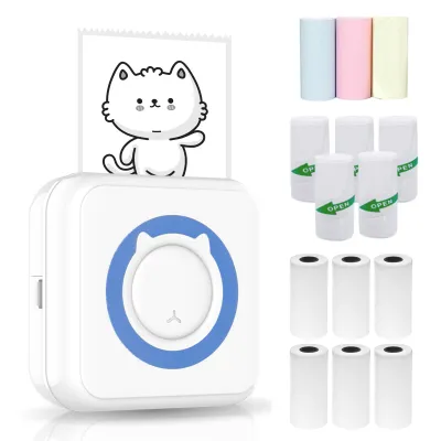 Obrázek produktu pro Termální tiskárna Bluetooth pro chytrý telefon, vše v jednom, se 6 rolemi termálního papíru + 5 rolemi samolepicího papíru + 3 barevnými rolemi termálního papíru 57 mm, kompatibilní se systémy iOS a Android