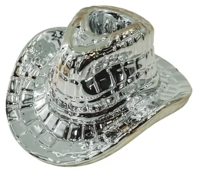 Obrázek produktu pro Držák na svíčky – Klobouk kovboje – Keramika – Stříbrná barva – 13,5 x 11 x 7 cm