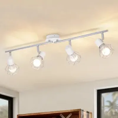 Zdjęcie produktu dla ZMH reflektor sufitowy biały 4 płomienie reflektor ścienny reflektor ścienny E14 vintage regulowany 350° Retor metalowy klosz kątowy do salonu przedpokoju sypialni
