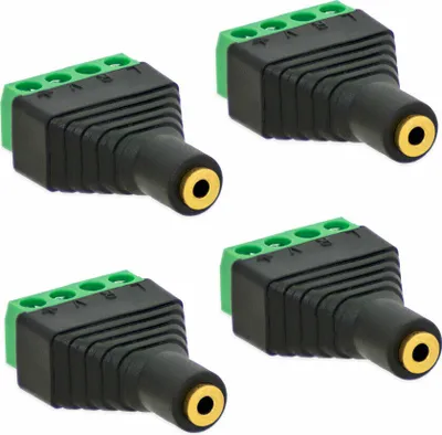 Produktbild von 4X Klinken Buchse 2,5mm Adapter > Terminal Block 4-Pin Schraub Klemmen Vergoldet