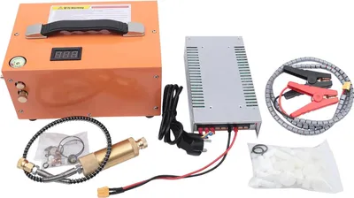 Produktbild von Elektrischer Hochdruck-Luftkompressor - Mehrstufige Pumpe - 300 W, 220 V EU-Stecker, Arbeitsdruck 30 MPa/300 bar (max. 63 MPa), Geräuscharm, Integrierter Lüfter - Orange