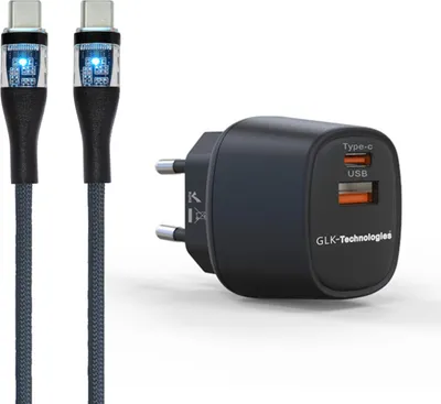 Produktbild von GLK 33W USB C Schnellladegerät Schwarz mit Ladekabel Universal C SAMSUNG Galaxy