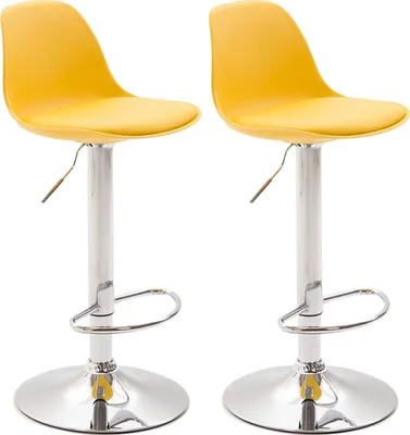 Produktbild von 2er Set Barhocker HLO-CP24 Kunststoff chrom  gelb