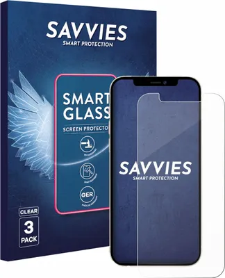 Produktbild von 3x Savvies Schutzglas Folie für Apple iPhone 12 / 12 Pro 9H Panzer Schutzfolie Glas Displayschutz klar transparent