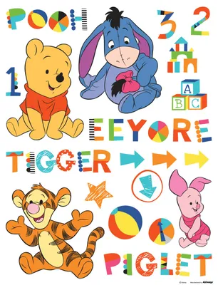 Obrázek produktu pro Disney Nálepka na zeď Medvídek Pú Oranžová, růžová a modrá - 600208 - 65 x 85 cm