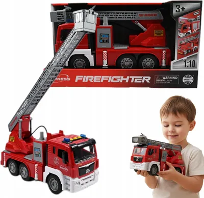 Produktbild von Feuerwehrauto mit Wasserspritze & Licht - Soundeffekte Feuerwehrwagen 30cm - Spielzeugauto für Kinder