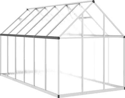 Zdjęcie produktu dla vidaXL Szklarnia z ramą fundamentową srebrna 334x169x195cm aluminium