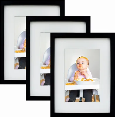 Produktbild von BD ART 3 er Set 15 x 21 cm Bilderrahmen mit Passepartout 10 x 15 cm, 3-Pack, Schwarz