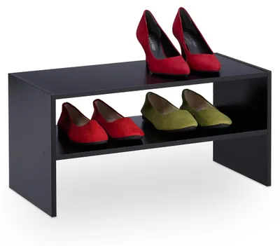 Schuhregal für 4 Paar, 29,5x60x29,5 cm, stapelbar, schwarz