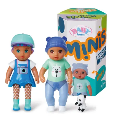 Produktbild von BABY born Minis Doppelpack mit Minis-Puppen Tom und Becky mit Farbwechseleffekt, Stickerbogen und Accessoires