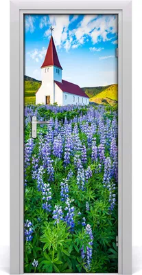 Produktbild von Tulup Türaufkleber 75x205 cm Dekorative Aufkleber Selbstklebend Wasserdichte Tapete Abnehmbar Schlafzimmer Wohnzimmer Wohnkultur - Selbstklebende Blumen Kirchentür