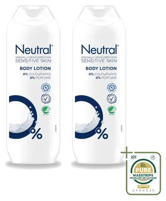 Obrázek produktu pro 2 balení neutrálního tělového mléka pro citlivou pokožku - 0 % barviv a parfemace - 250 ml - balení pro zásobu - 2 kusy