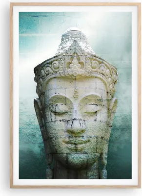 Produktbild von Gerahmtes Poster - Rahmen in heller Eiche - Buddha Grafik Türkis - 70x100 cm - Wand Bild - Wanddeko - Wandbilder - Wandposter - Bilderrahmen - Bilder - Kunstdruck - Wandbild - P2NPA70x100-4342
