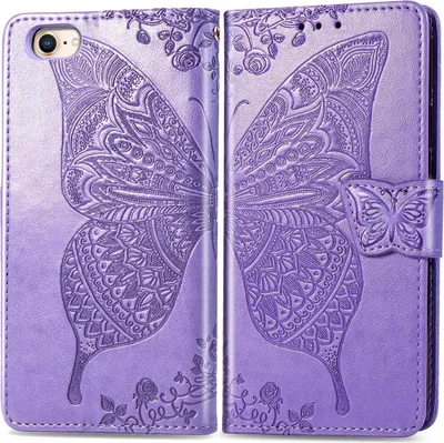 Produktbild von Mobigear Butterfly iPhone 17e Hülle Klapphülle Geldbörse - Lila