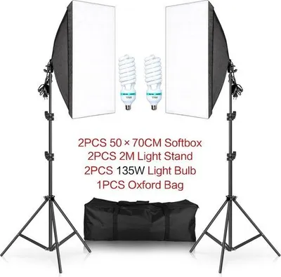 Zdjęcie produktu dla Zestaw lamp fotograficznych Weichbox 50 x 70 cm, 135 W, E27, profesjonalne