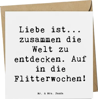 Produktbild von Mr. & Mrs. Panda Grußkarte Spruch Liebe Flitterwochen - Weiß - Geschenk, anlasskarte, Klappkarte, Heirat, romantisches Abenteuer, Zweisamkeit, unvergessliche Momente