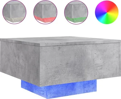 Image de vidaXL Table basse avec lampes LED gris béton 55x55x31 cm