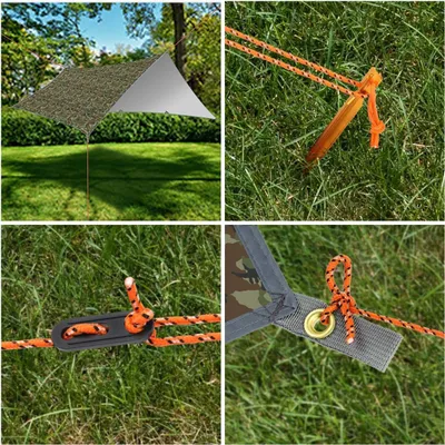 Produktbild von Camping-Zeltplane 3 m x 4 m Tarp für Hängematte wasserdicht leicht kompakt Zeltunterlage Picknickdecke Hängematte für Camping Outdoor-Camo 3 * 4m