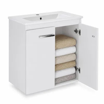 Produktbild von Paplinskimoebel Badunterschrank-Set mit Waschbecken 61,5 x 40 x 58 cm breiter Unterschrank Schöner Badunterschrank mit Waschbecken Weißer Unterschrank, KI-generiertes Bild