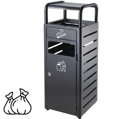 Produktbild von Papierkorb mit Aschenbecher - schwarz
