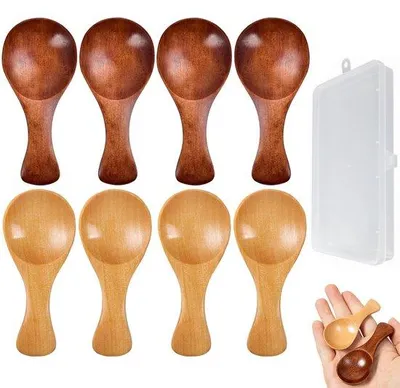 Produktbild von Famanu Holz-Honiglöffel Set - Mini Kaffeelöffel - 8 Stück - Naturholz