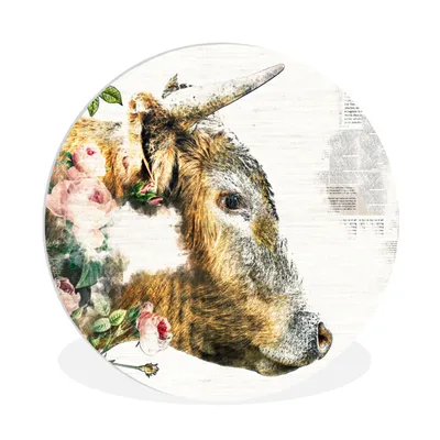 Produktbild von MuchoWow® Rundes Wandbild - Runde Bilder Schottischer Highlander - Goldener Highlander Ø 90 cm Kreis Wanddekoration Kunststoff - Wandkreis - Wandschmuck - Wand-Kreis - Wohnzimmer - Bild - Runde - Wanddeko - Dibond - Kunstdrucke