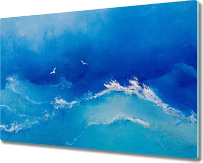 Produktbild von Coloray Hackbrett Küchenbrett Kochplattenabdeckung Schneidebrett Herdabdeckplatte 80x52 cm - Seevögel Himmel Wellen