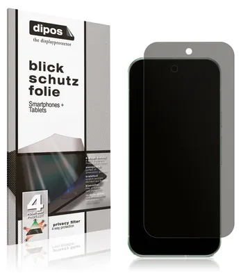 A product package for a screen protector and the screen protector itself placed on a dark surface.