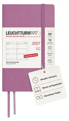 Image de Calendrier hebdomadaire LEUCHTTURM1917 pour 2027, format poche (A6) - Allemand, couleur rose poudré, couverture souple