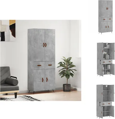 Immagine prodotto di vidaXL Credenza grigio cemento 69,5x34x180 cm materiale legno - Credenze