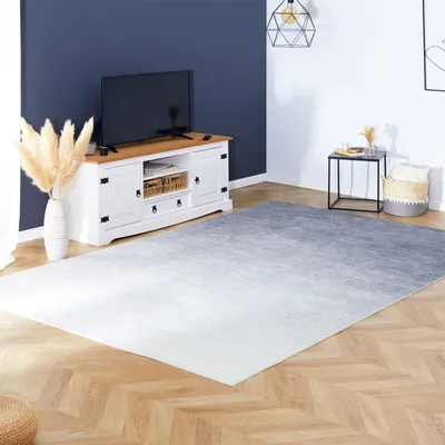 Produktbild von Teppich OMBRE waschbar 200 x 300 Grau, Teppich mit Farbverlauf, Ombre-Effekt, weicher Kurzflor-Teppich modern, gummierte Unterfläche, schmutz- und wasserabweisend