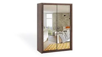 Produktbild von FurMeb24 Schiebetrenschrank BONO 150 cm Kleiderschrank MIT Spiegel, 2-triger Schiebeschrank (Eiche Monostery / Eiche Monostery)