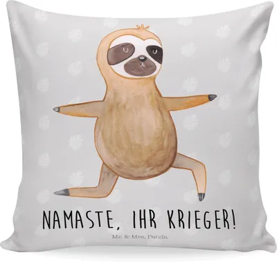 Produktbild von Mr. & Mrs. Panda Sofakissen Faultier Yoga - Grau Pastell - Geschenk, Meditation, Entspannung, Deko Kissen, Polster, für sofa, 40x40, kuschelkissen