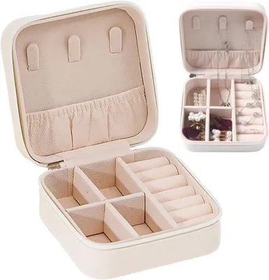 Produktbild von Famanu Schmuckbox kompakte Schmuckorganizer für Reisen - Aufbewahrungsbox für Ringe, Ohrringe und Ketten