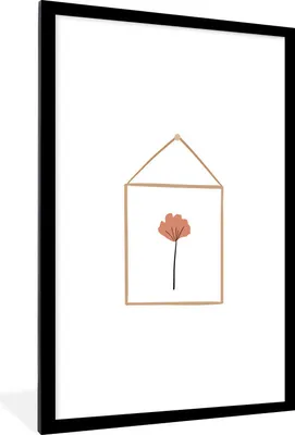 Produktbild von MuchoWow® MuchoWow® Gerahmtes Poster Blatt - Rahmen - Zeichnung 60x90 cm - Poster mit zchwarzem Bilderrahmen - Dekoration - Wandposter Wohnzimmer - Hochwertig